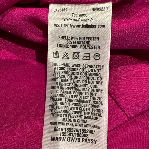 Ted Baker bright pink sleeveless v-neck high low top size 3 (medium/large) - Picture 5 of 8